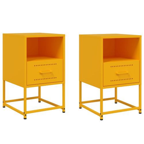 Tables de chevet 2 pcs jaune moutarde 36x39x60,5 cm acier - Photo n°2; ?>