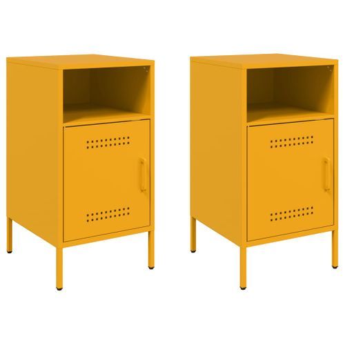 Tables de chevet 2 pcs jaune moutarde 36x39x68 cm - Photo n°2; ?>