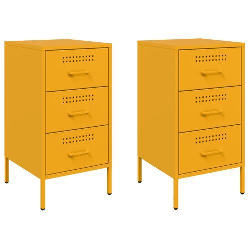 Tables de chevet 2 pcs jaune moutarde 36x39x68 cm - Photo n°2; ?>