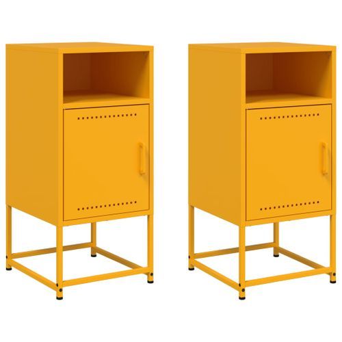 Tables de chevet 2 pcs jaune moutarde 36x39x78 cm acier - Photo n°2; ?>