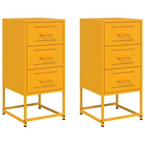 Tables de chevet 2 pcs jaune moutarde 36x39x78 cm acier - Photo n°2; ?>