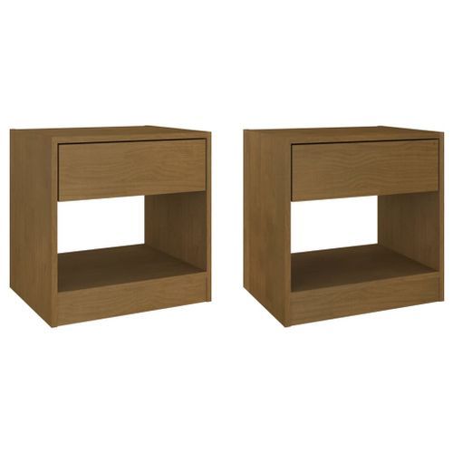 Tables de chevet 2 pcs Marron miel 40x31x40 cm Bois de pin - Photo n°2; ?>