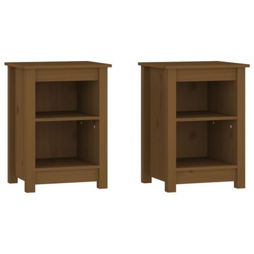 Tables de chevet 2 pcs Marron miel 40x35x55 cm Bois pin massif - Photo n°2; ?>