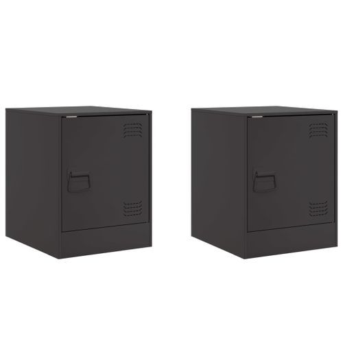 Tables de chevet 2 pcs noir 34,5x39x44 cm acier - Photo n°2; ?>