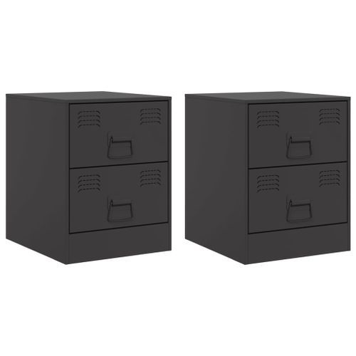 Tables de chevet 2 pcs noir 34,5x39x44 cm acier - Photo n°2; ?>