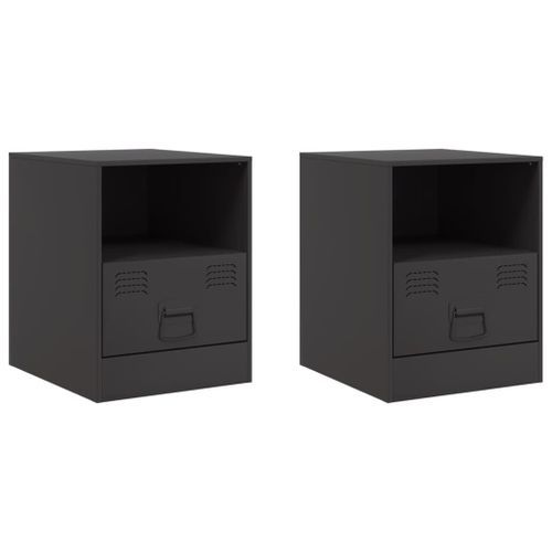 Tables de chevet 2 pcs noir 34,5x39x44 cm acier - Photo n°2; ?>