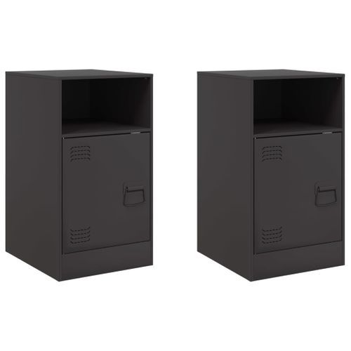 Tables de chevet 2 pcs noir 34,5x39x62 cm acier - Photo n°2; ?>