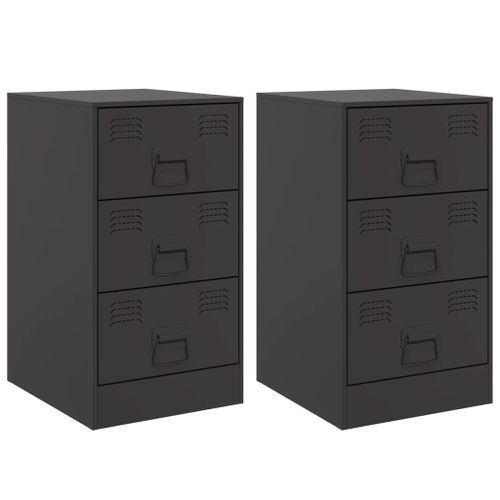 Tables de chevet 2 pcs noir 34,5x39x62 cm acier - Photo n°2; ?>