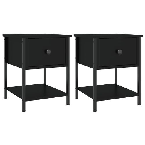 Tables de chevet 2 pcs noir 34x35,5x45 cm bois d'ingénierie - Photo n°2; ?>