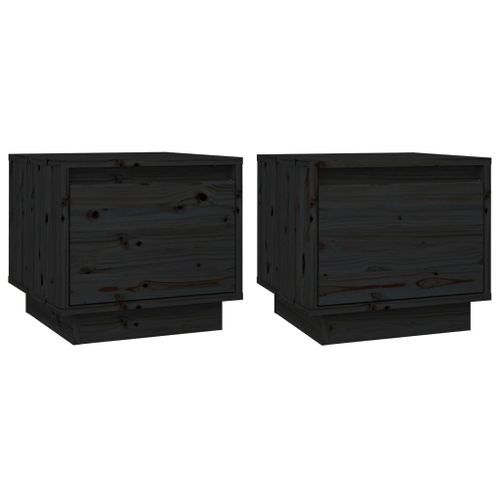 Tables de chevet 2 pcs Noir 35x34x32 cm Bois de pin solide - Photo n°2; ?>