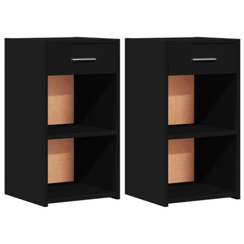 Tables de chevet 2 pcs noir 35x34x65 cm bois d’ingénierie - Photo n°2; ?>