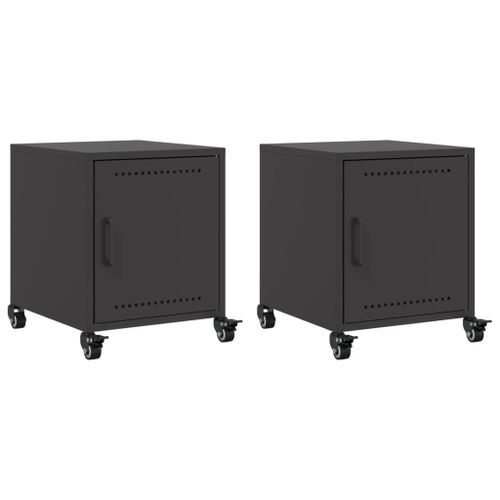 Tables de chevet 2 pcs noir 36x39x43,5 cm acier - Photo n°2; ?>