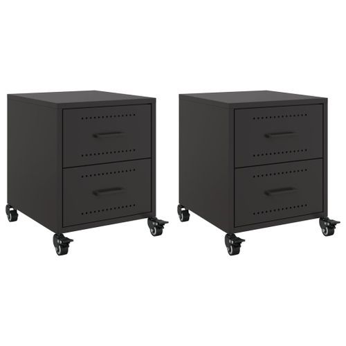 Tables de chevet 2 pcs noir 36x39x43,5 cm acier - Photo n°2; ?>