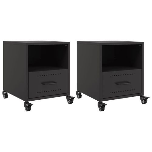 Tables de chevet 2 pcs noir 36x39x43,5 cm acier - Photo n°2; ?>