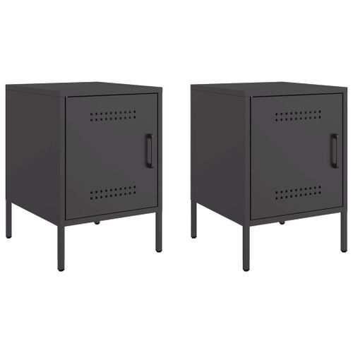 Tables de chevet 2 pcs noir 36x39x50,5 cm acier - Photo n°2; ?>