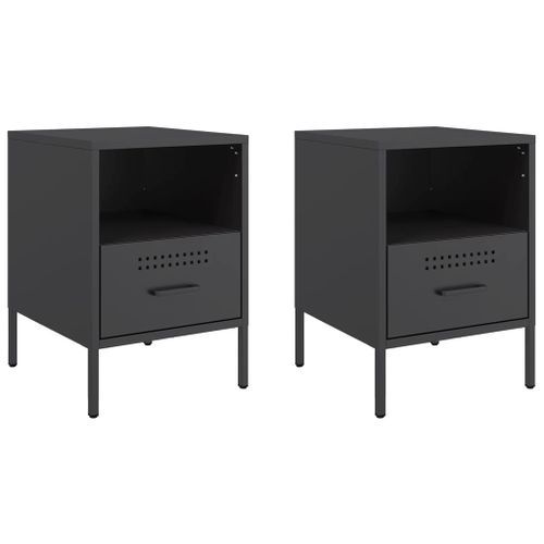 Tables de chevet 2 pcs noir 36x39x50,5 cm acier laminé à froid - Photo n°2; ?>