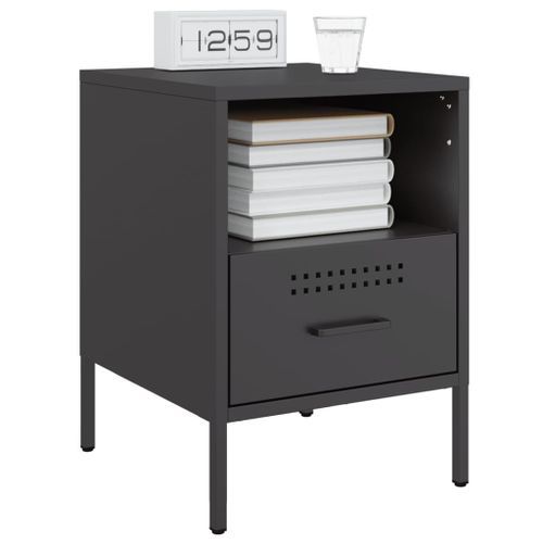 Tables de chevet 2 pcs noir 36x39x50,5 cm acier laminé à froid - Photo n°3; ?>