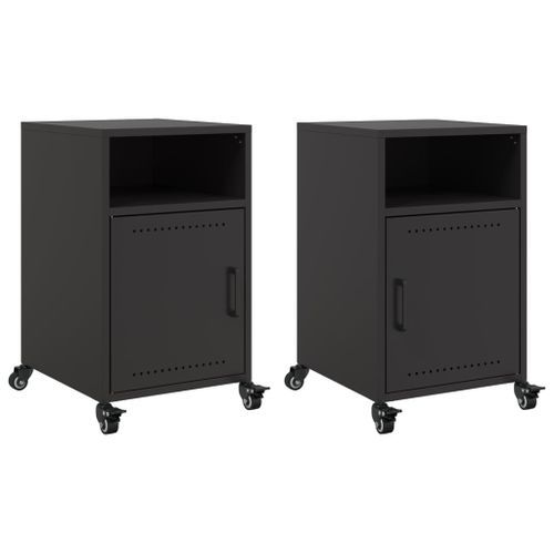 Tables de chevet 2 pcs noir 36x39x59 cm acier - Photo n°2; ?>