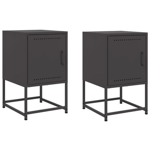 Tables de chevet 2 pcs noir 36x39x60,5 cm acier - Photo n°2; ?>