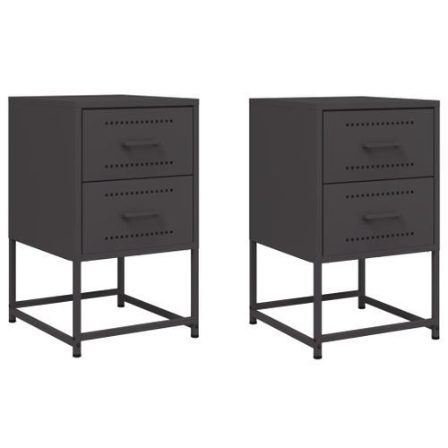 Tables de chevet 2 pcs noir 36x39x60,5 cm acier - Photo n°2; ?>