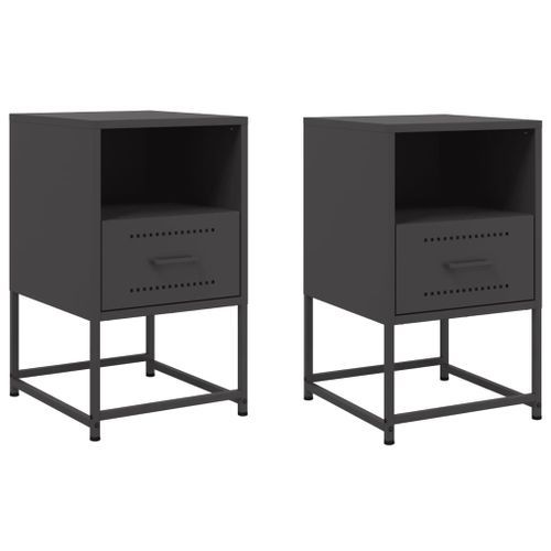 Tables de chevet 2 pcs noir 36x39x60,5 cm acier - Photo n°2; ?>