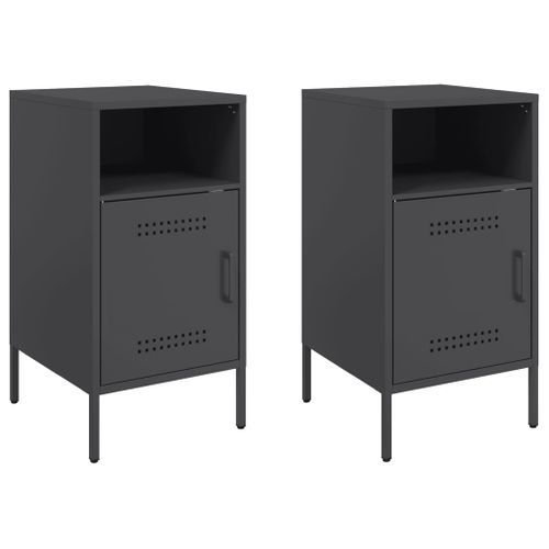 Tables de chevet 2 pcs noir 36x39x68 cm acier laminé à froid - Photo n°2; ?>