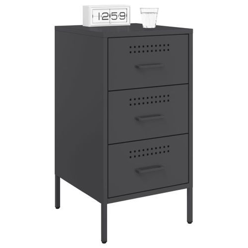 Tables de chevet 2 pcs noir 36x39x68 cm acier laminé à froid - Photo n°3; ?>