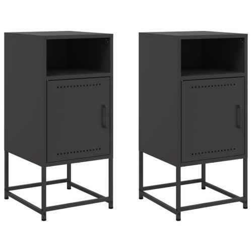 Tables de chevet 2 pcs noir 36x39x78 cm acier - Photo n°2; ?>