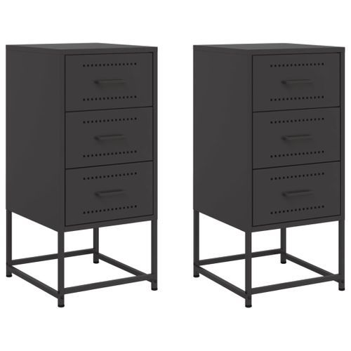 Tables de chevet 2 pcs noir 36x39x78 cm acier - Photo n°2; ?>