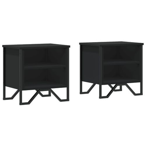 Tables de chevet 2 pcs noir 40x30x40 cm bois d'ingénierie - Photo n°2; ?>