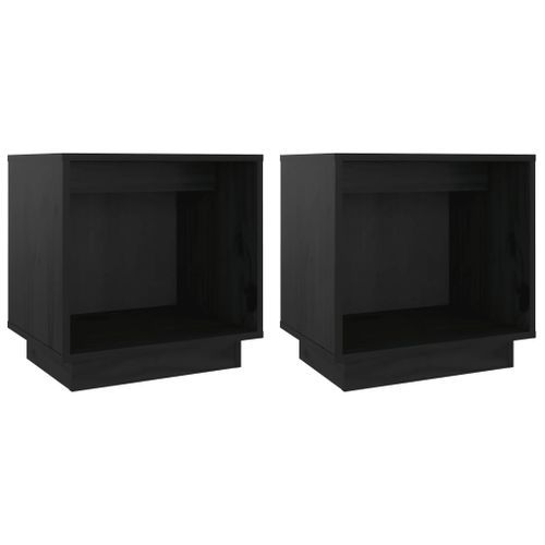 Tables de chevet 2 pcs Noir 40x30x40 cm Bois de pin solide - Photo n°2; ?>