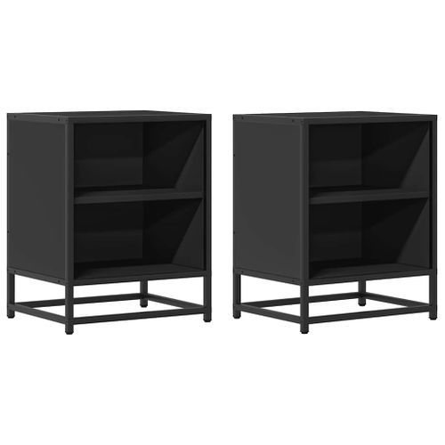 Tables de chevet 2 pcs noir 40x31x50 cm bois d'ingénierie métal - Photo n°2; ?>