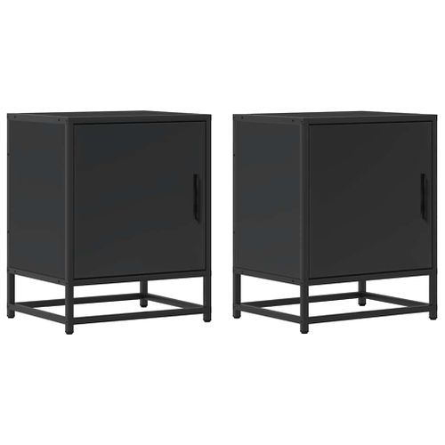 Tables de chevet 2 pcs noir 40x31x50 cm bois d'ingénierie métal - Photo n°2; ?>