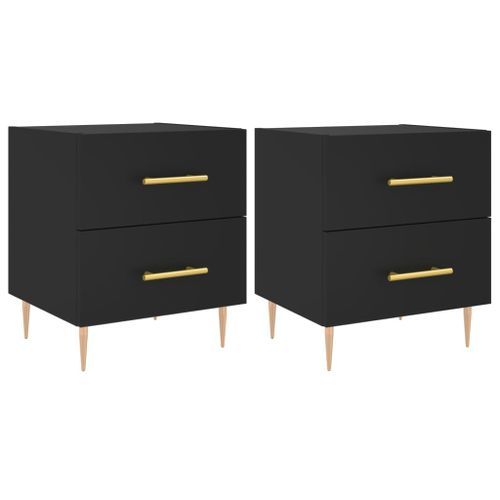 Tables de chevet 2 pcs noir 40x35x47,5 cm bois d’ingénierie - Photo n°2; ?>