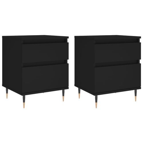 Tables de chevet 2 pcs noir 40x35x50 cm bois d’ingénierie - Photo n°2; ?>