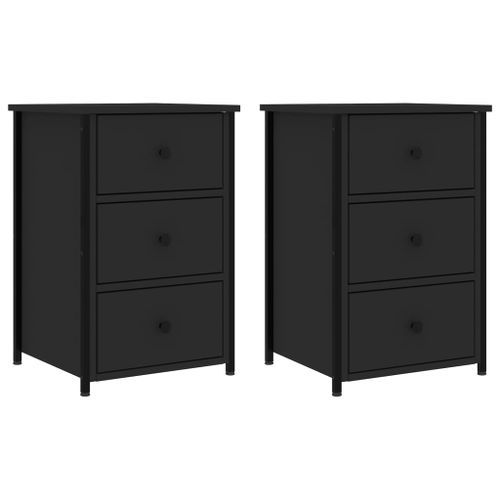 Tables de chevet 2 pcs noir 40x36x60 cm bois d’ingénierie - Photo n°2; ?>