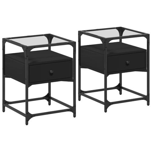 Tables de chevet 2 pcs noir 40x40x55 cm bois d’ingénierie - Photo n°2; ?>