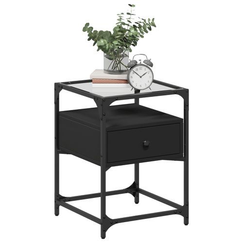 Tables de chevet 2 pcs noir 40x40x55 cm bois d’ingénierie - Photo n°3; ?>