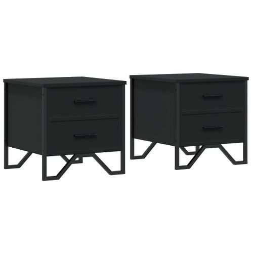 Tables de chevet 2 pcs noir 40x41x40 cm bois d'ingénierie - Photo n°2; ?>