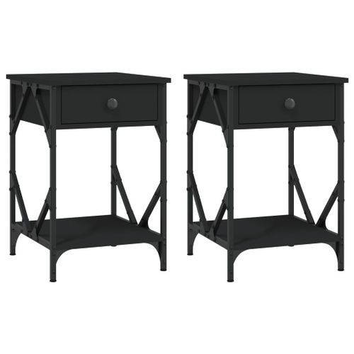 Tables de chevet 2 pcs noir 40x42x60 cm bois d'ingénierie - Photo n°2; ?>