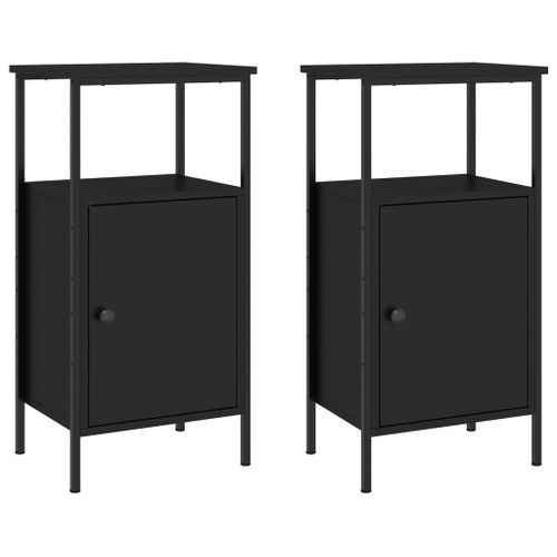 Tables de chevet 2 pcs noir 41x31x80 cm bois d’ingénierie - Photo n°2; ?>