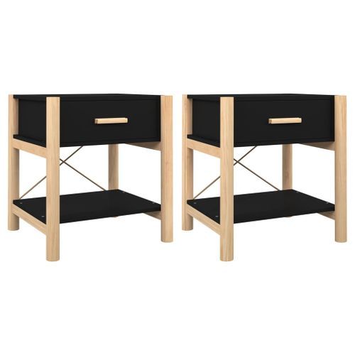 Tables de chevet 2 pcs Noir 42x38x45 cm Bois d’ingénierie - Photo n°2; ?>