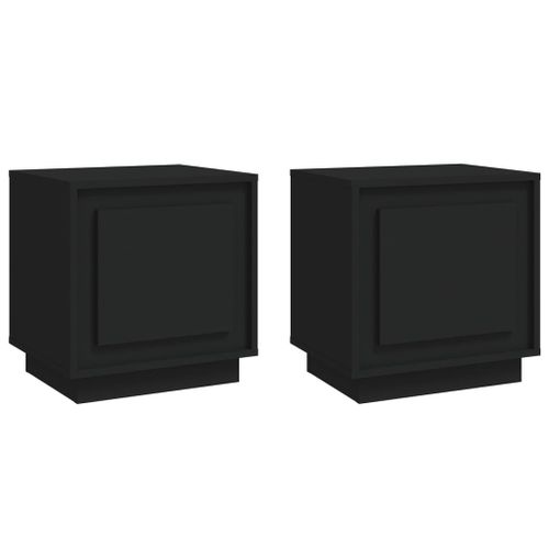Tables de chevet 2 pcs noir 44x35x45 cm bois d'ingénierie - Photo n°2; ?>