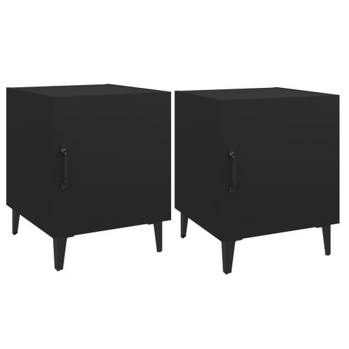 Tables de chevet 2 pcs Noir Bois d'ingénierie - Photo n°2; ?>