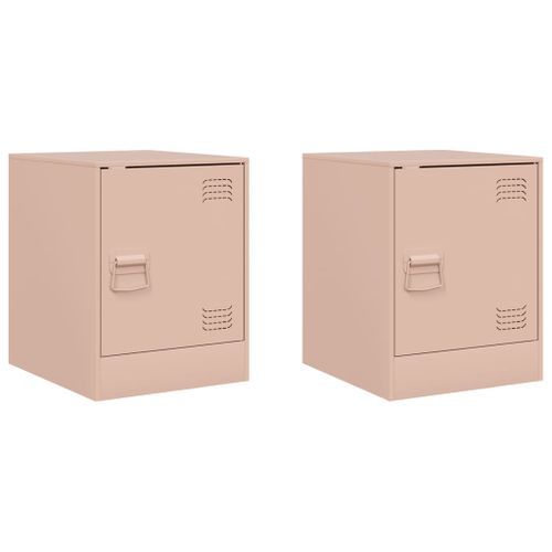 Tables de chevet 2 pcs rose 34,5x39x44 cm acier - Photo n°2; ?>