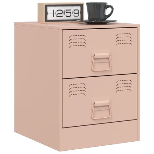 Tables de chevet 2 pcs rose 34,5x39x44 cm acier - Photo n°3; ?>