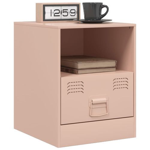 Tables de chevet 2 pcs rose 34,5x39x44 cm acier - Photo n°3; ?>