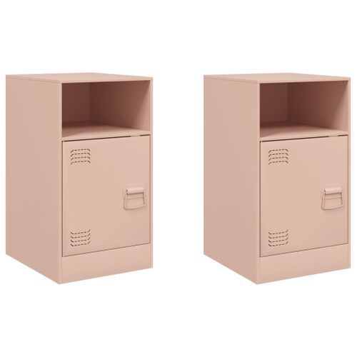 Tables de chevet 2 pcs rose 34,5x39x62 cm acier - Photo n°2; ?>