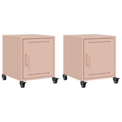 Tables de chevet 2 pcs rose 36x39x43,5 cm acier - Photo n°2; ?>