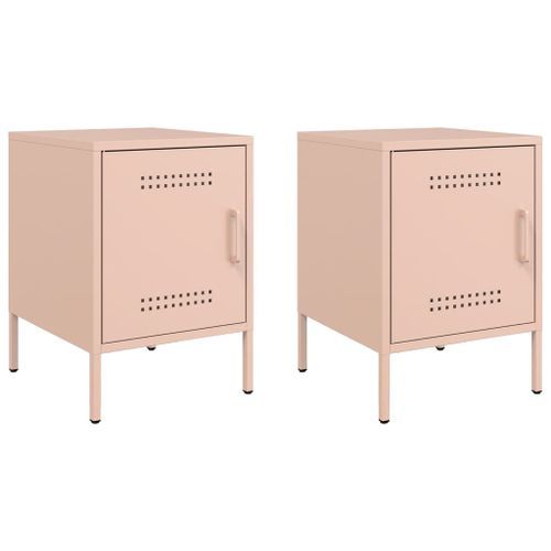 Tables de chevet 2 pcs rose 36x39x50,5 cm acier - Photo n°2; ?>